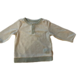 Baby Boy Baby Club Sweater White & Light Green crew neck